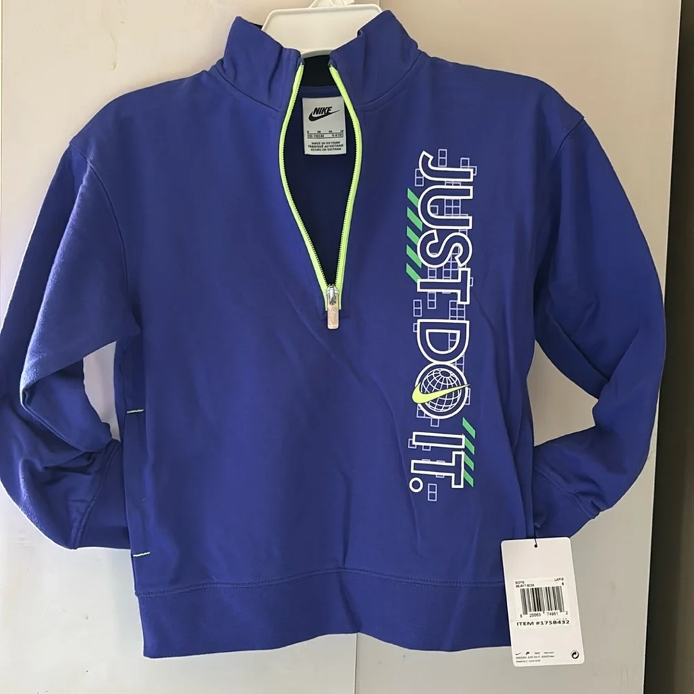 Nike Boys Just Do It, Zip Pull Over Size M-6, NWT - Picture 1 of 4